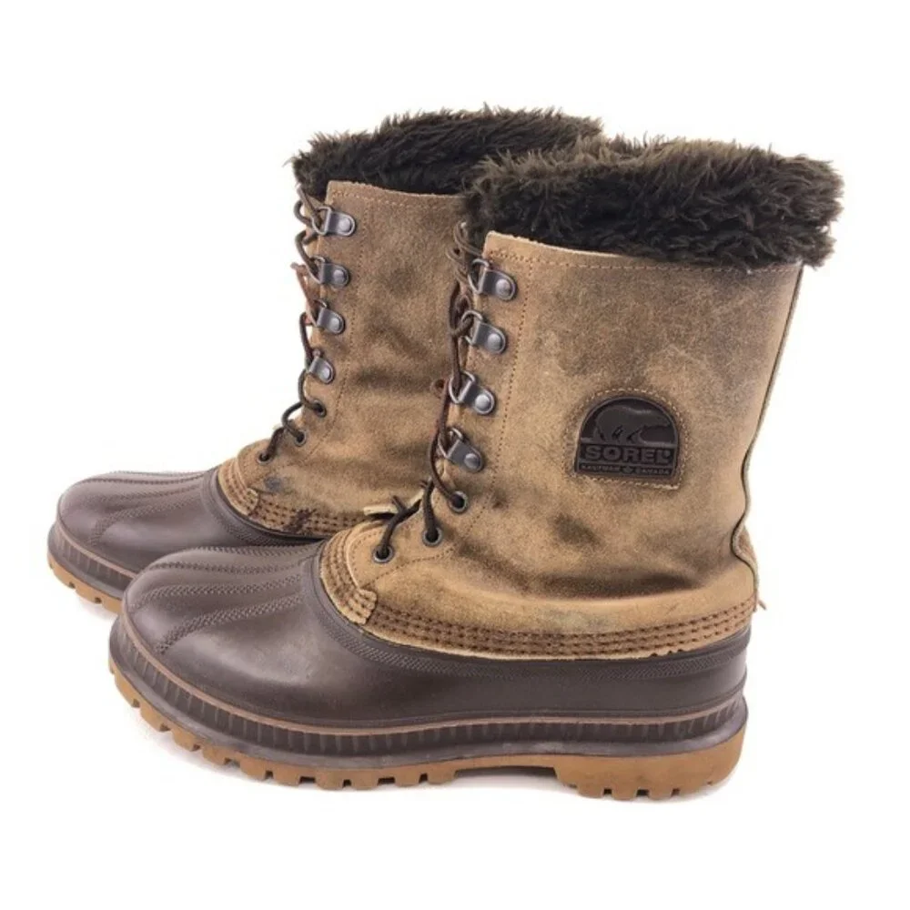 Sorel Brown Leather Waterproof Winter Snow Boots 8